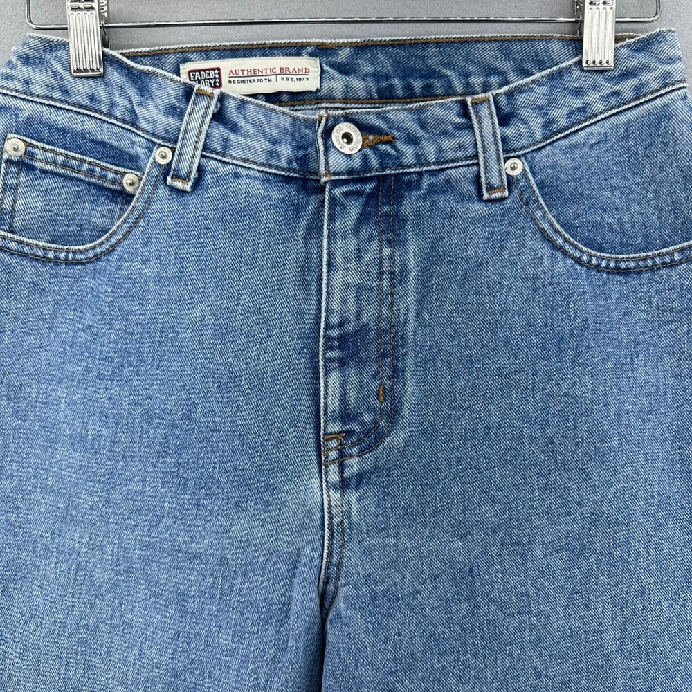 VTG Faded Glory Med Wash Denim Capri Jeans SZ 8 29x23 Wide Thigh Mom Y2K 2000s